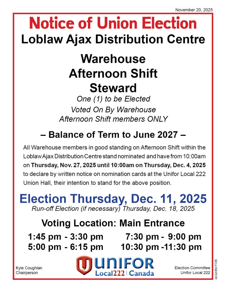 Loblaw Aft Shift Steward Dec 11 2025