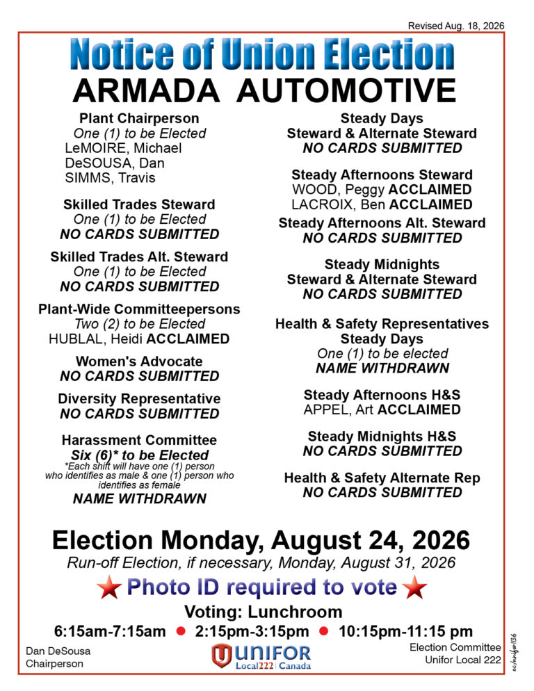 Armada revised election Aug 24 2026